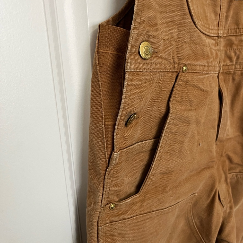 Carhartt Relaxed Fit Bib Overalls 28x30 STAINED SEE PICTURES - Picture 4 of 14